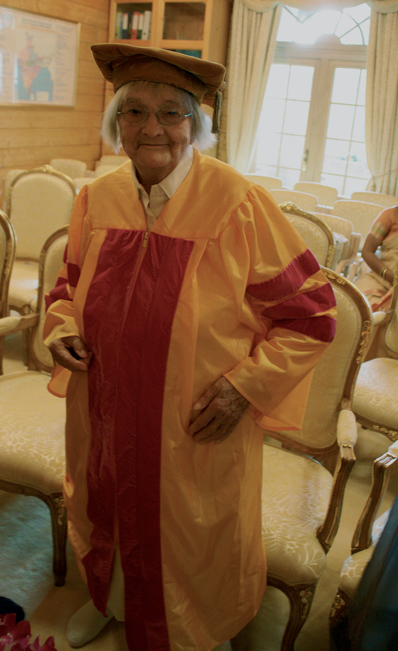 Photograph of Maria Thun ready to receive honorary degree Photograph of Maria Thun ready to receive honorary degree