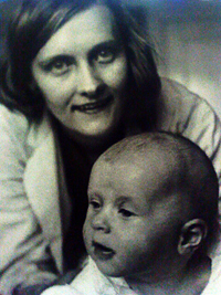 Photograph of Astrid Lindgren, author of Swedish children's books, with daughter Karin Photograph of Astrid Lindgren, author of Swedish children's books, with daughter Karin