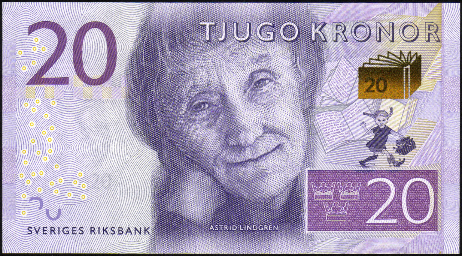 20 Kronor note featuring Astrid Lindgren