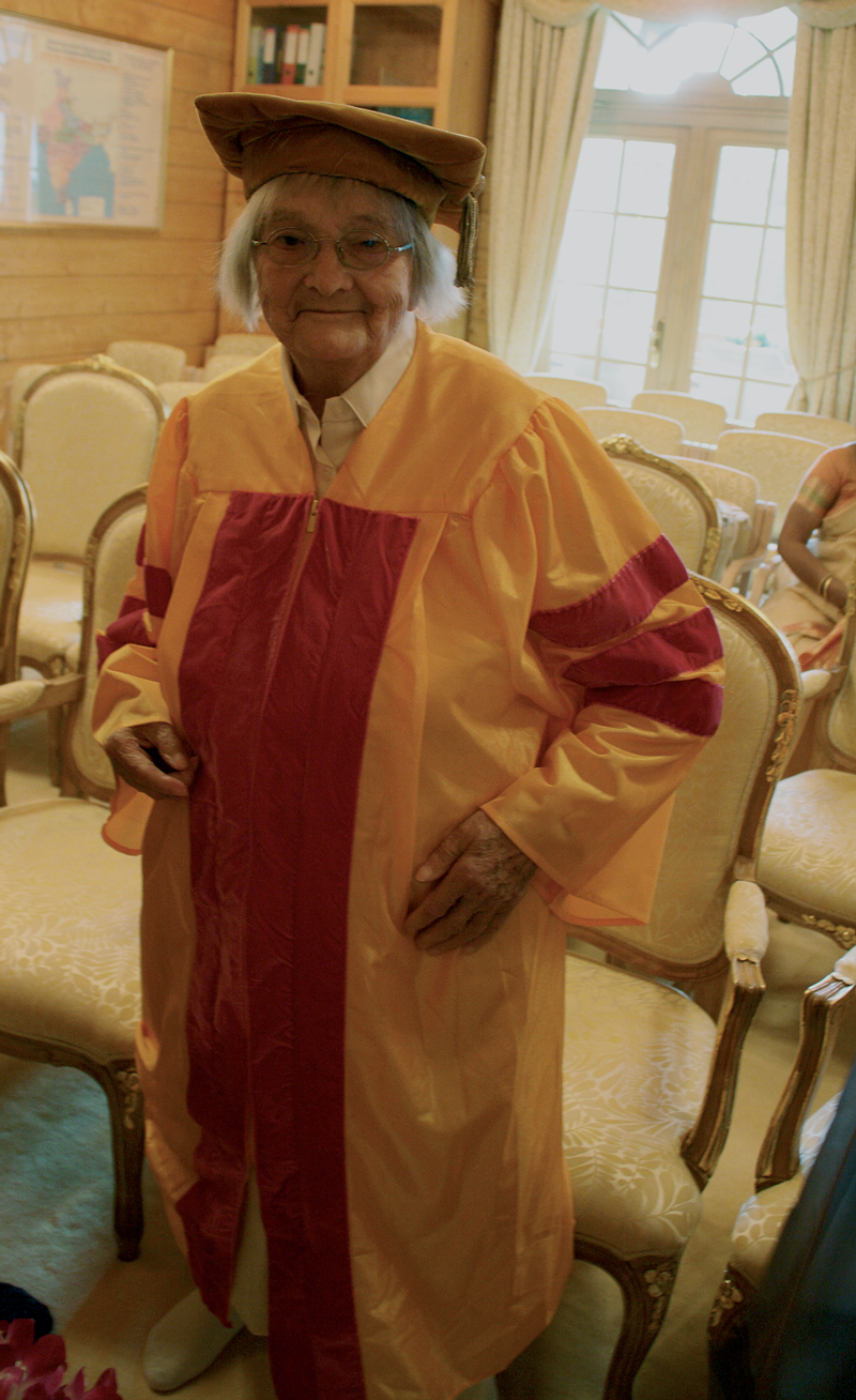 Photograph of Maria Thun ready to receive honorary degree