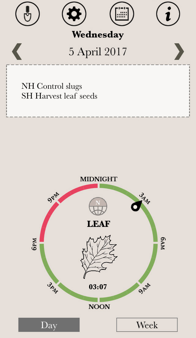 Day screensnap of Maria Thun Biodynamic Calendar app on iPhone