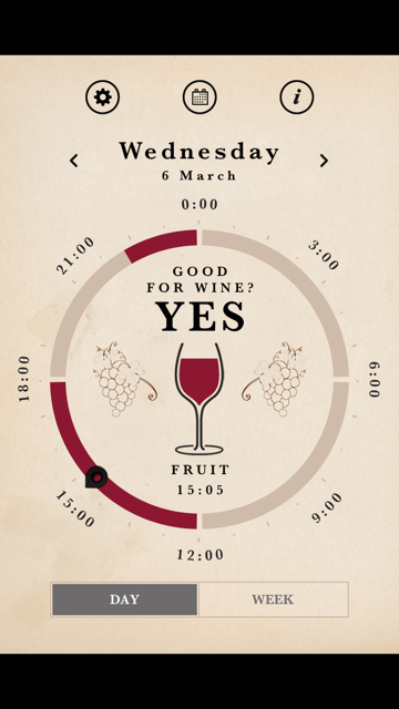 Day screensnap of When Wine Tastes Best app on iPhone