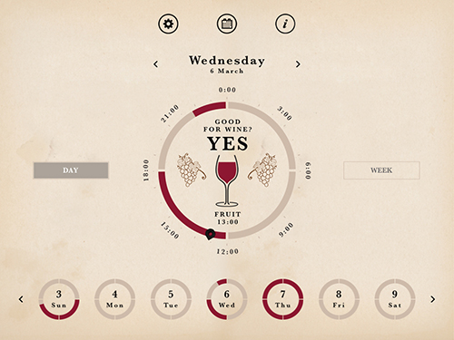 Day screensnap of When Wine Tastes Best app on iPad